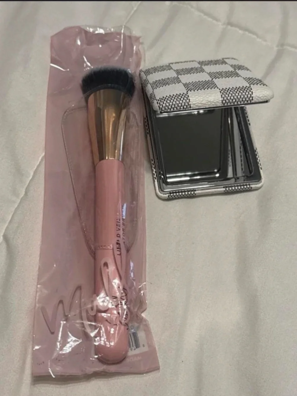 Navy Blue Lancôme Cosmetic Zip bag with Makeup and Accessories